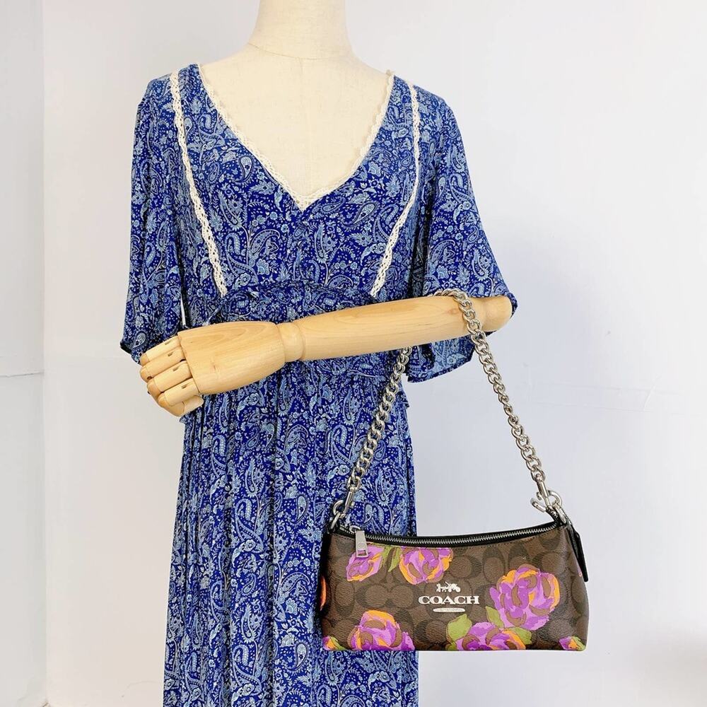 Coach CL406 Charlotte Shoulder Bag In Signature Canvas IN Brown Iris Multi - Picture 2 of 10